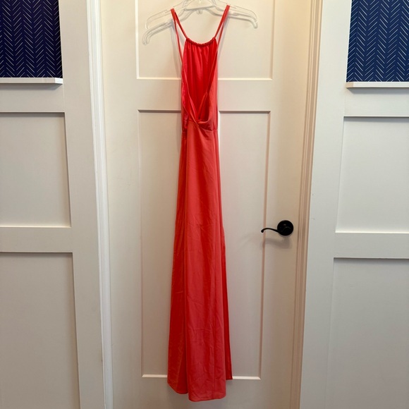 Lovers + Friends Coral Pink Maxi Dress! NWT! Slits and cross back style! - Picture 9 of 11